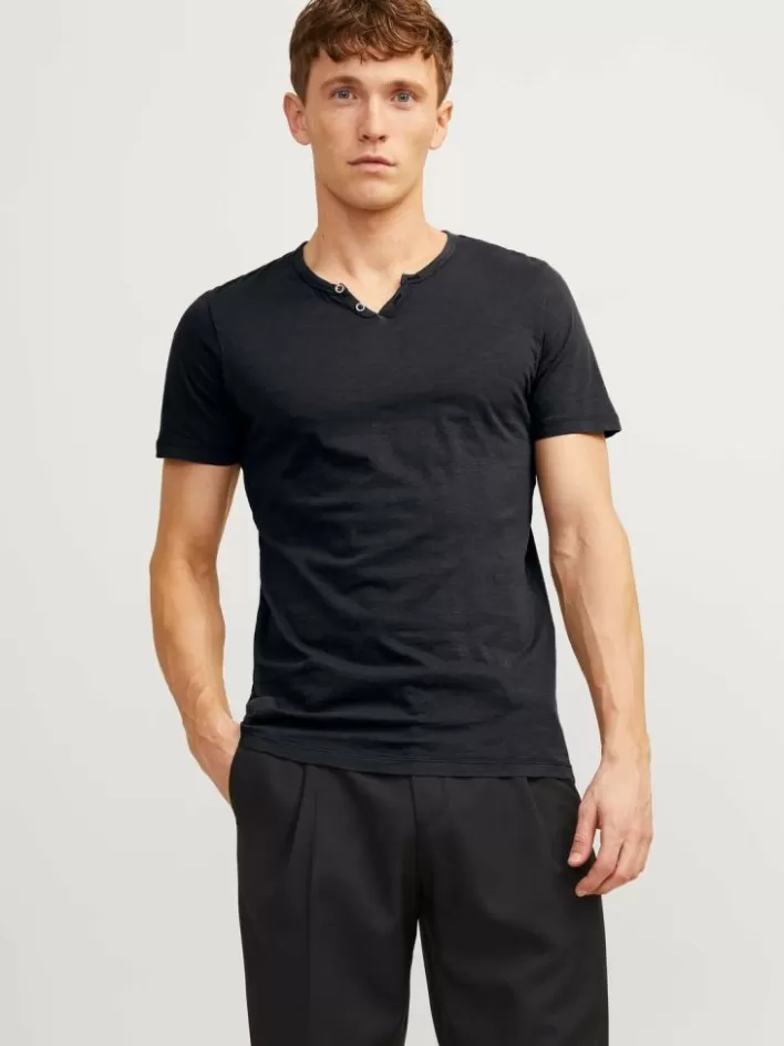 JACK & JONES T-shirts | Melange Split Neck T-shirt
