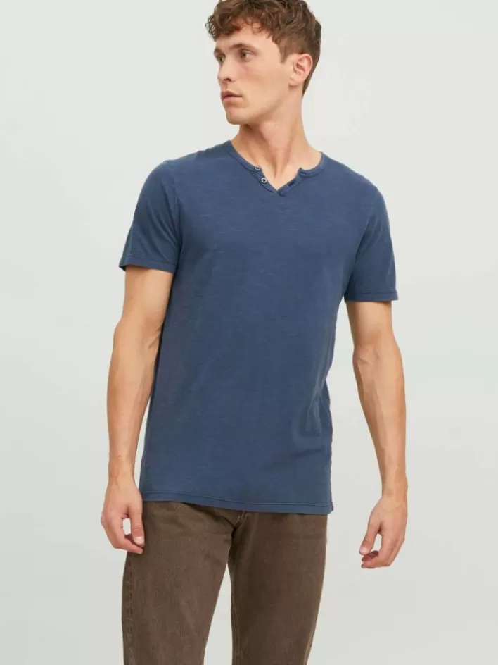 JACK & JONES T-shirts | Melange Split Neck T-shirt