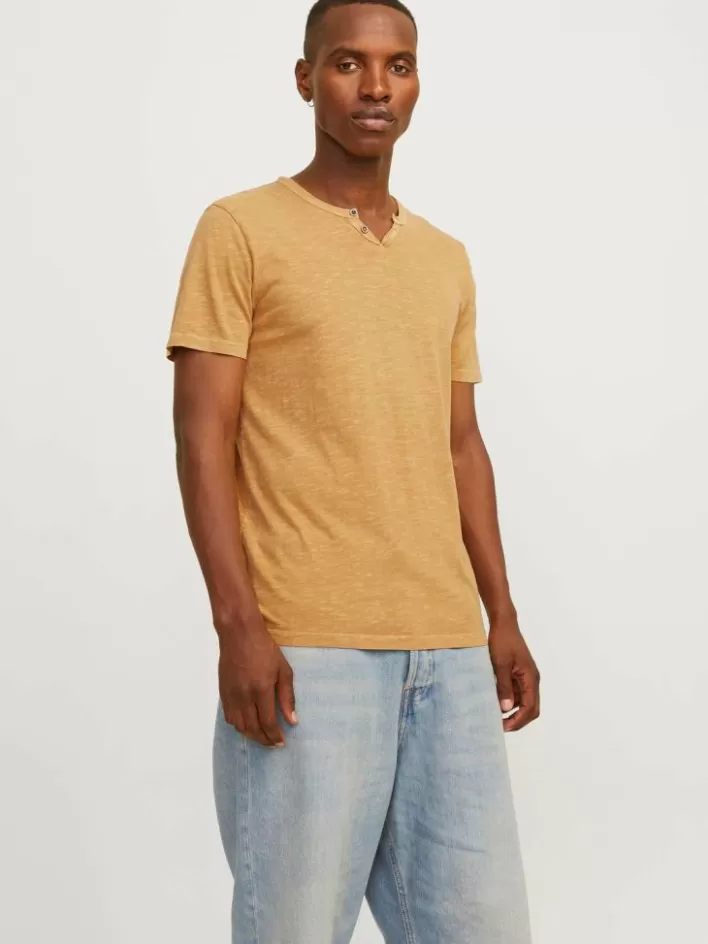 JACK & JONES T-shirts | Melange Split Neck T-shirt
