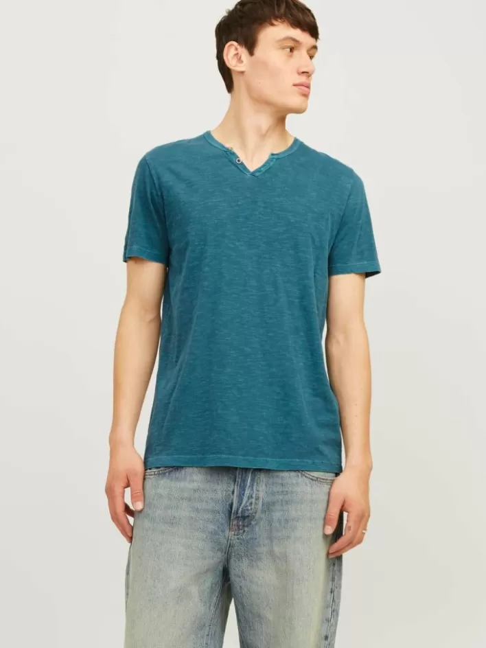 JACK & JONES T-shirts | Melange Split Neck T-shirt
