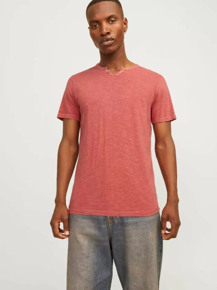JACK & JONES T-shirts | Melange Split Neck T-shirt