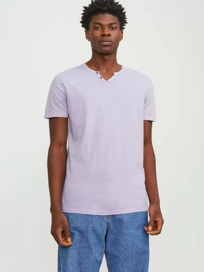 JACK & JONES T-shirts | Melange Split Neck T-shirt