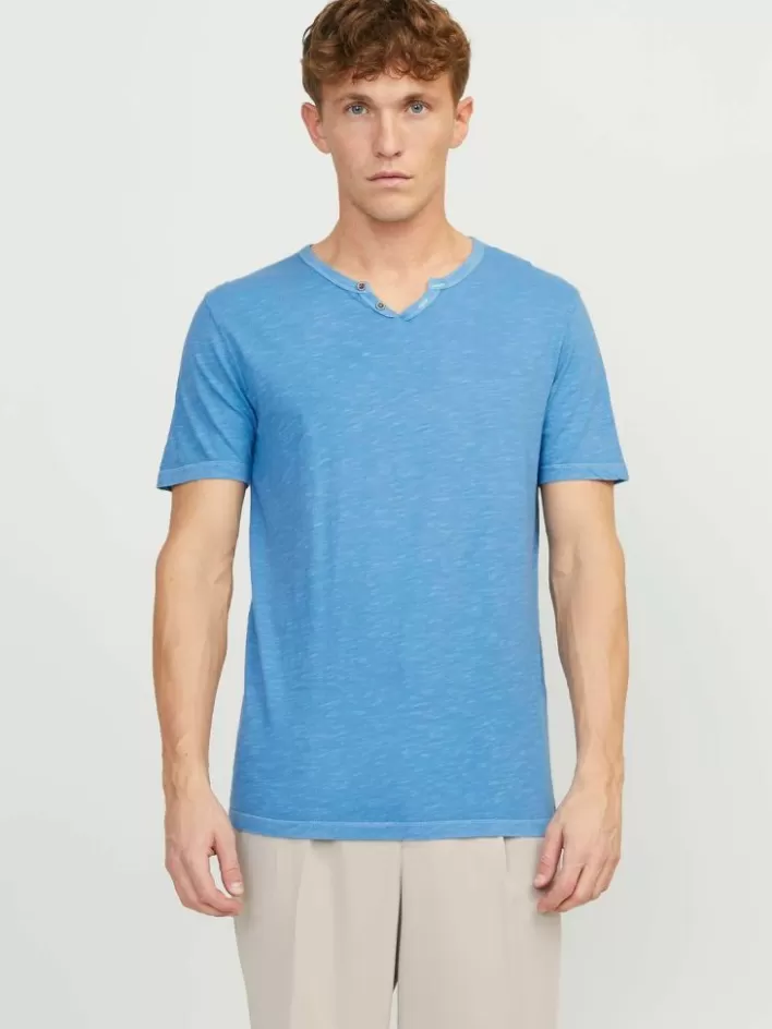 JACK & JONES T-shirts | Melange Split Neck T-shirt